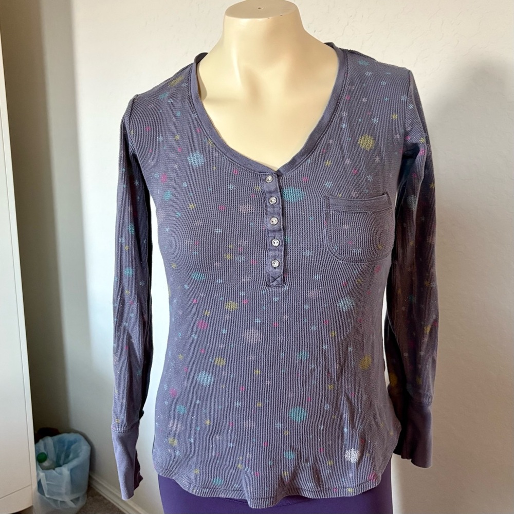 Victoria’s Secret Long Sleeve Thermal Henley Top Shirt Womens Size Small Y2K